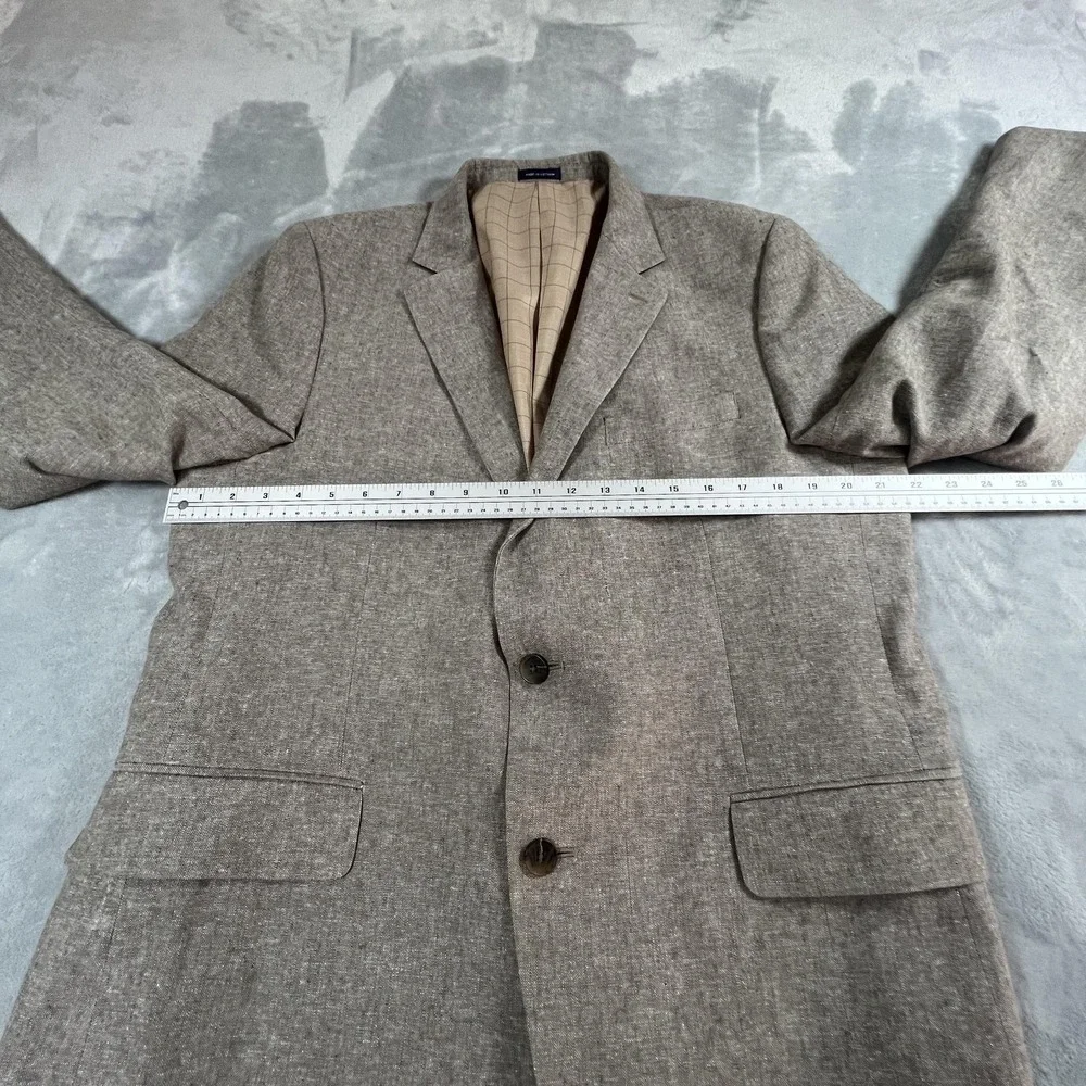 Stafford Sport Coat Mens 42R Beige Linen Cotton Blend Classic Fit Blazer Jacket